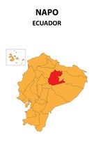 Napo Map is highlighted on the Ecuador map with detailed state and region outlines.