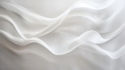 Fototapeta premium Abstract flowing white waves with subtle shadows, adding dimension to an all-white background