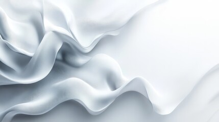 Obraz premium Abstract flowing white waves with subtle shadows, adding dimension to an all-white background