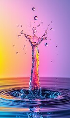 Fototapeta premium Colorful water droplet splash. AI.