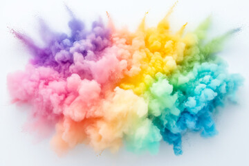 Colorful explosion of powder creates a vibrant cloud of hues in an artistic display reminiscent of festivities or celebrations