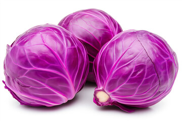 Fototapeta premium Fresh purple cabbage arranged on a solid background highlighting its vibrant color and texture for culinary inspiration or healthy eating ideas