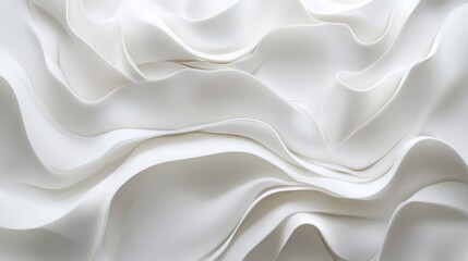 Obraz premium Abstract layers of white waves with subtle curves, creating depth and movement on a white background