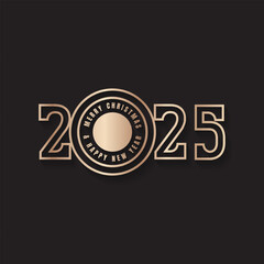 Gold and black modern minimal happy new year design. - Vector.