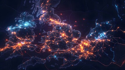 Digital map depicting renewable energy tracking across the United Kingdom in real time