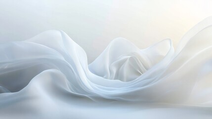 Abstract white waves softly overlapping, creating depth on a clean white background