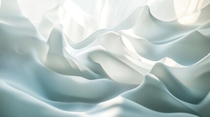 Fototapeta premium Abstract white waves softly overlapping, creating depth on a clean white background
