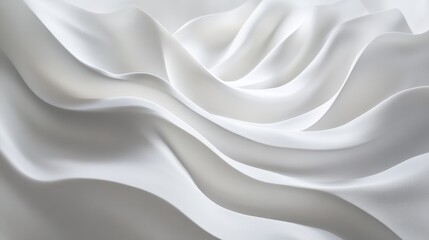 Abstract white waves softly overlapping, creating depth on a clean white background