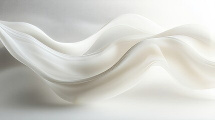 Abstract white waves softly overlapping, creating depth on a clean white background