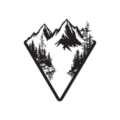 hills rock contractor excavator Logo design vector template illustration inspiration