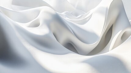 Fototapeta premium Abstract white waves softly overlapping, creating depth on a clean white background