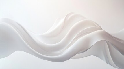 Abstract white waves softly overlapping, creating depth on a clean white background