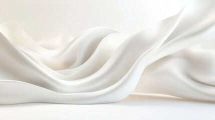 Abstract white waves softly overlapping, creating depth on a clean white background