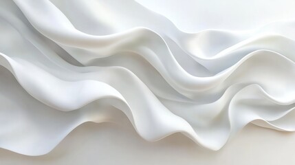 Abstract white waves softly overlapping, creating depth on a clean white background