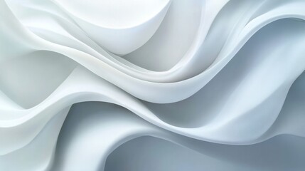 Fototapeta premium Abstract white waves softly overlapping, creating depth on a clean white background