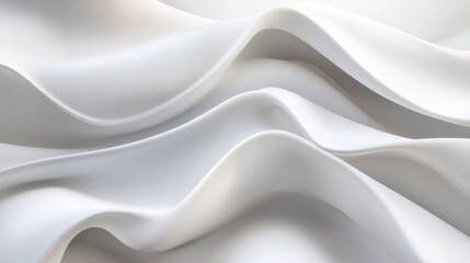 Obraz premium Abstract white waves softly overlapping, creating depth on a clean white background