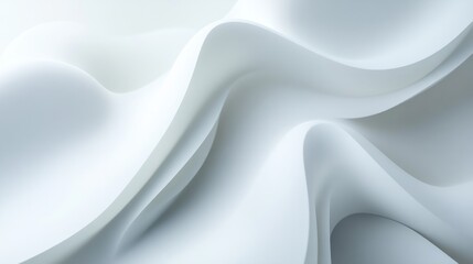Abstract white waves softly overlapping, creating depth on a clean white background