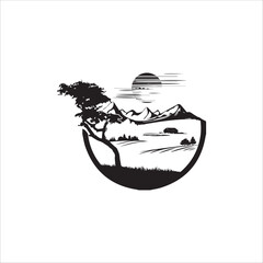 hills rock contractor excavator Logo design vector template illustration inspiration