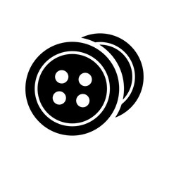 Button icon with circular shape and holes for clothing fastener or interface element
