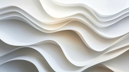 Obraz premium Abstract white waves softly overlapping, creating depth on a clean white background