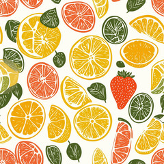 seamless background with citrus fruits