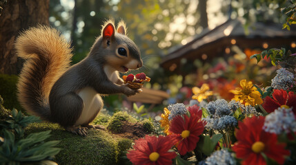 squirrel on the bench