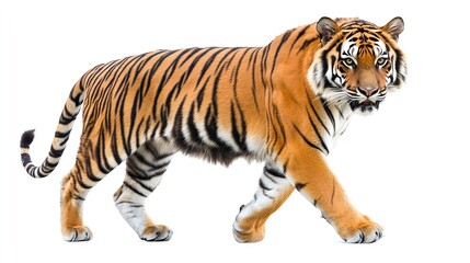 A majestic tiger walking gracefully.