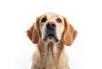 Dog headshot isolated against white background