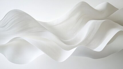 Fototapeta premium Abstract white waves softly overlapping, creating depth on a clean white background