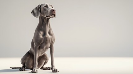 Elegant gray dog sitting on a clean background.