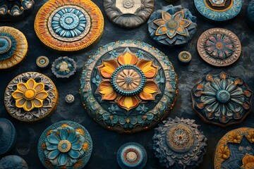 Fototapeta premium Floral Color Mandala. Arabic, Indian, Motifs. Vector Illustration.