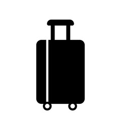 Rolling suitcase icon with handle for travel and luggage