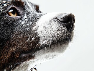 Close-up of a dog's face with focused expression.