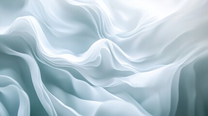 Obraz premium Abstract white waves softly overlapping, creating depth on a clean white background