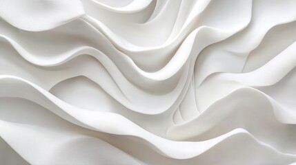 Fototapeta premium Abstract white waves softly overlapping, creating depth on a clean white background