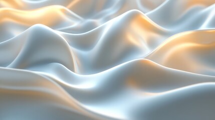 Obraz premium An abstract 3D environment with fluid shapes resembling rippling fabric, softly lit from beneath, creating dynamic, flowing patterns
