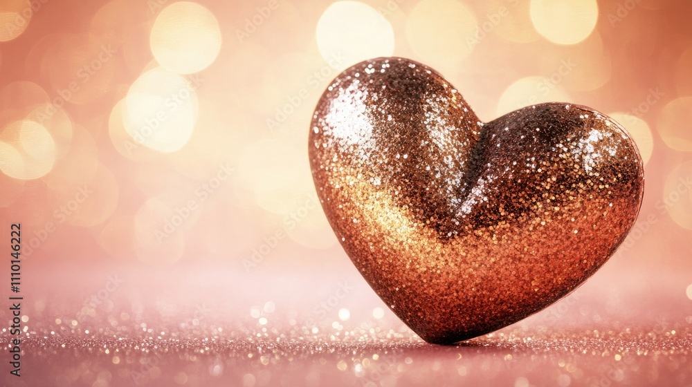 Poster abstract heart bokeh effect over a gradient pink background with light sparkles, perfect for valenti