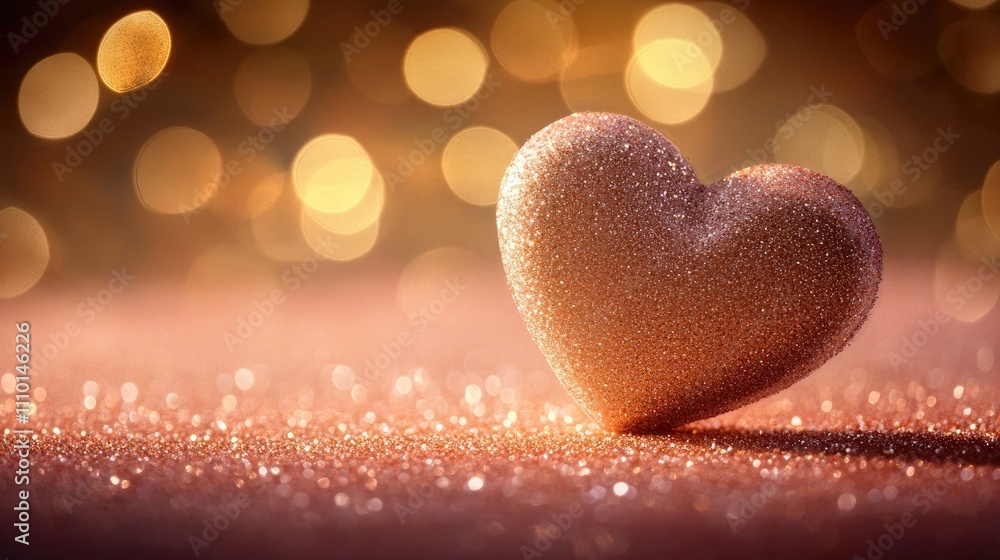 Poster abstract heart bokeh effect over a gradient pink background with light sparkles, perfect for valenti