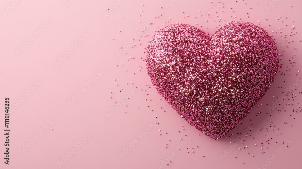 Poster abstract heart bokeh effect over a gradient pink background with light sparkles, perfect for valenti