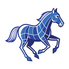 A running horse in blueprint style centered with padding