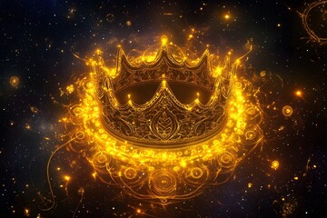 Fototapeta premium Abstract Golden Shiny Infinite Circle Tunnel Lines Glitter Sparkle Particles With Light Beam Lens Flare Background Design 