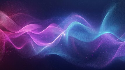 Obraz premium An abstract digital hologram with swirling particle waves in soft pink, violet, and turquoise hues