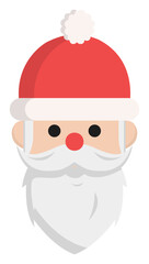 Santa clause head flat icon isolated on white background.