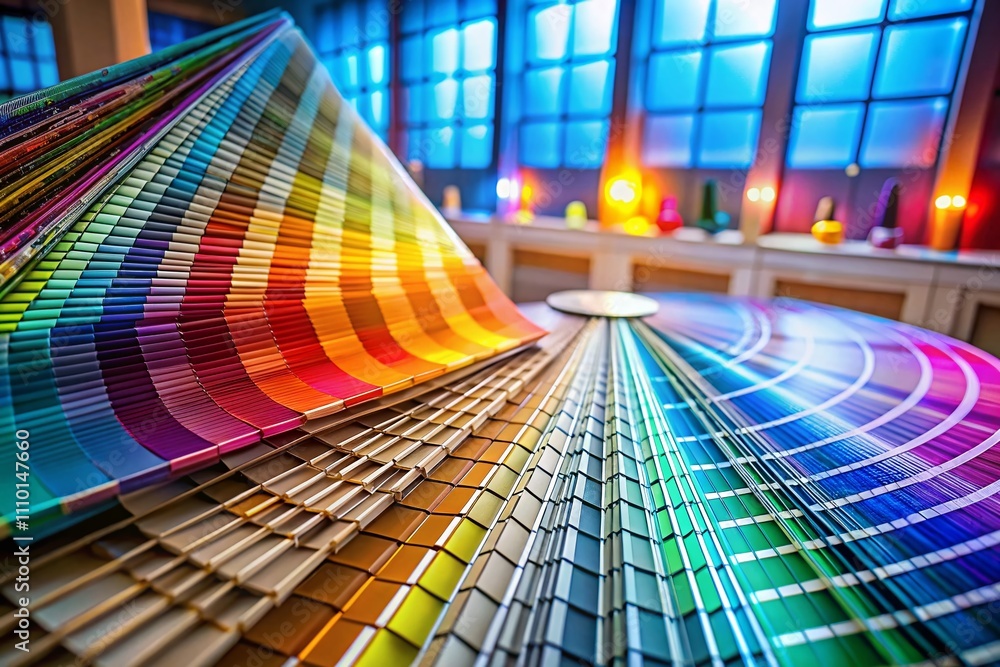 Poster 3d print swatches displaying vibrant colors and textures for design inspiration in a modern studio s