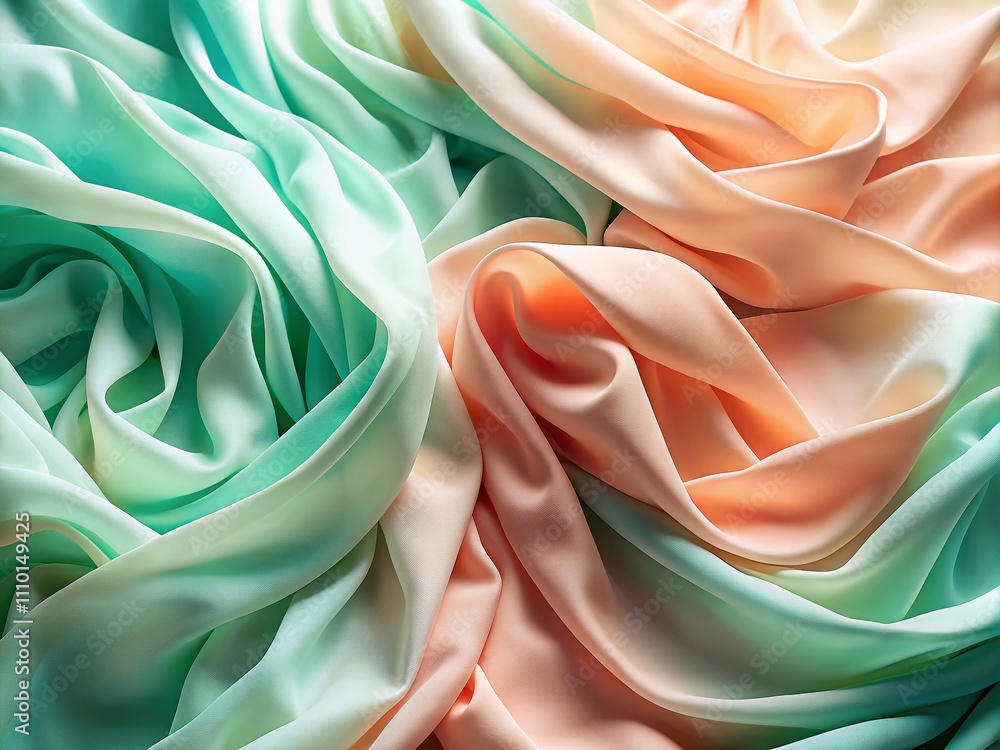 Poster abstract background of soft peach and mint green fabric in panoramic view for modern design elements