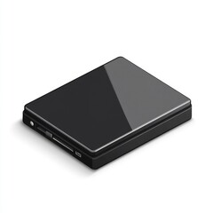 Fototapeta premium Black external hard drive isolated on white.