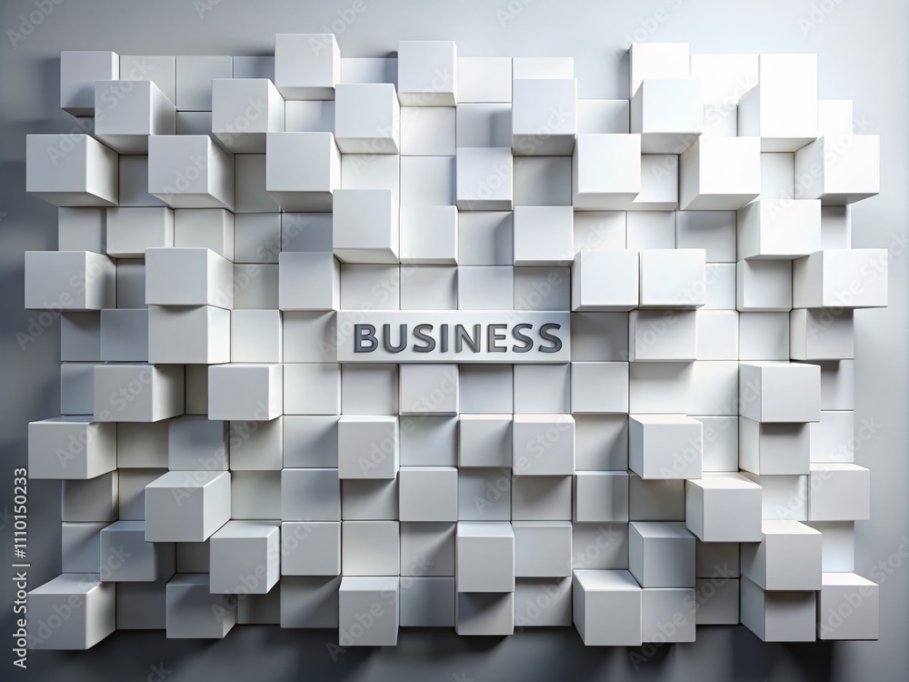 Poster abstract business concept with white 3d blocks creating a modern digital wallpaper for innovative ba