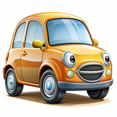 A cartoon-style car, with bold colors and exaggerated features, displayed