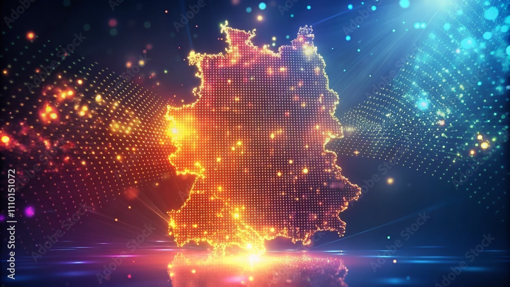 Aufkleber abstract double exposure of germany's map created from particles and dots, capturing the essence of 