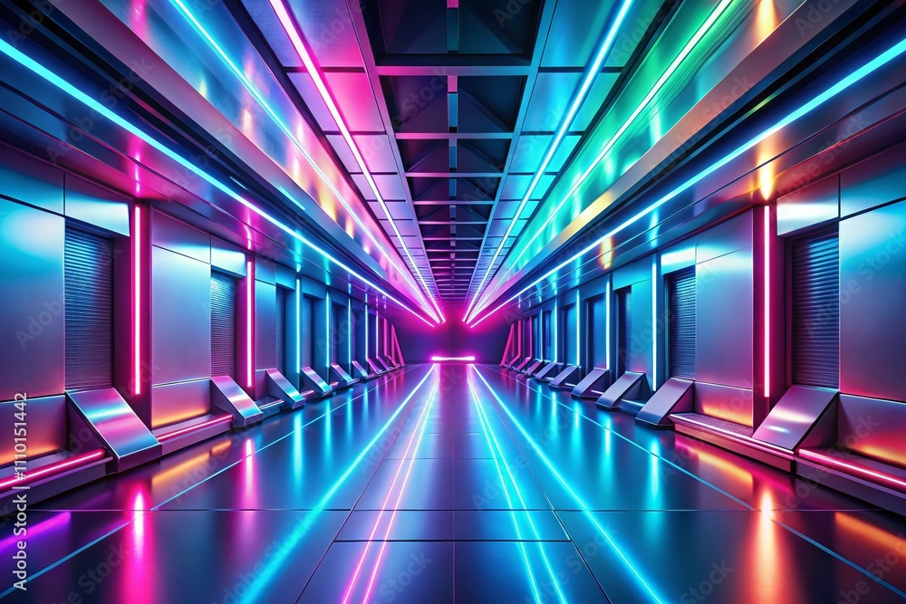 Poster abstract futuristic light corridor interior with modern minimalist background ideal for creative pro